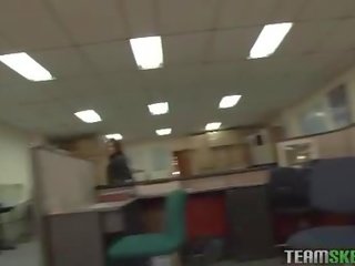 Charming latina chica rammed in the office