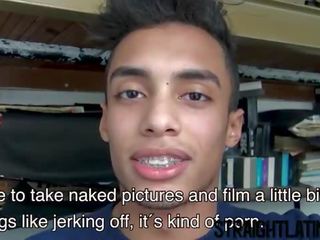 Charming young Latino has his first gay sex