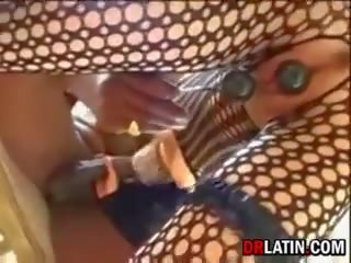 Fantástico latino strumpet en lencería